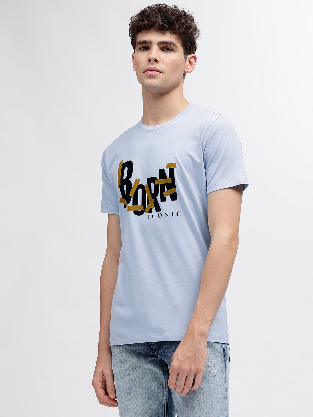 Iconic Men Blue Round Neck Tshirt