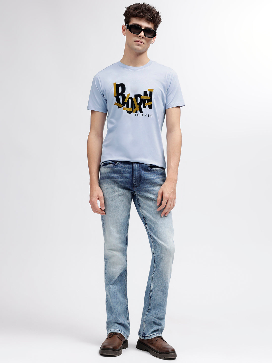 Iconic Men Blue Round Neck Tshirt