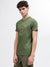 Iconic Men Olive Embroidered Round Neck Short Sleeves T-Shirt