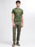 Iconic Men Olive Embroidered Round Neck Short Sleeves T-Shirt