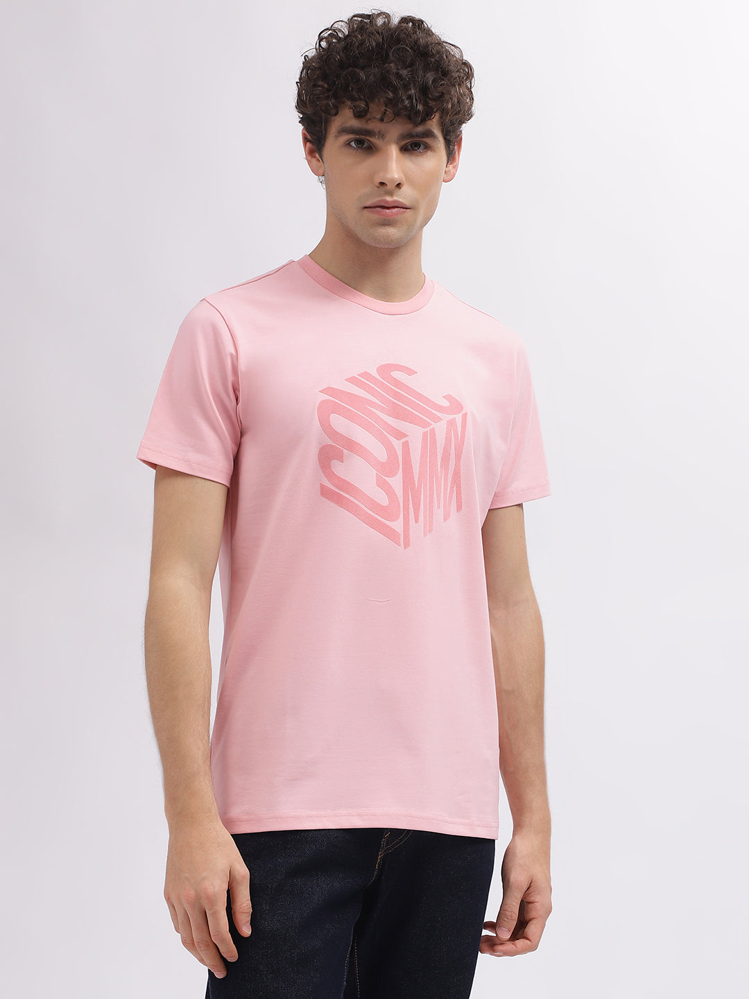 Iconic Men Pink Round Neck Tshirt