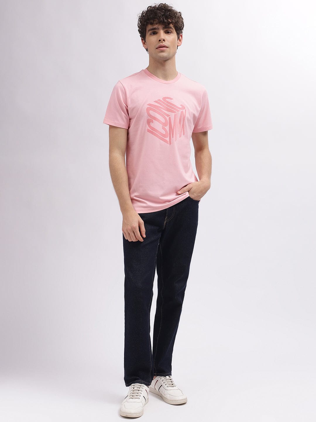 Iconic Men Pink Round Neck Tshirt