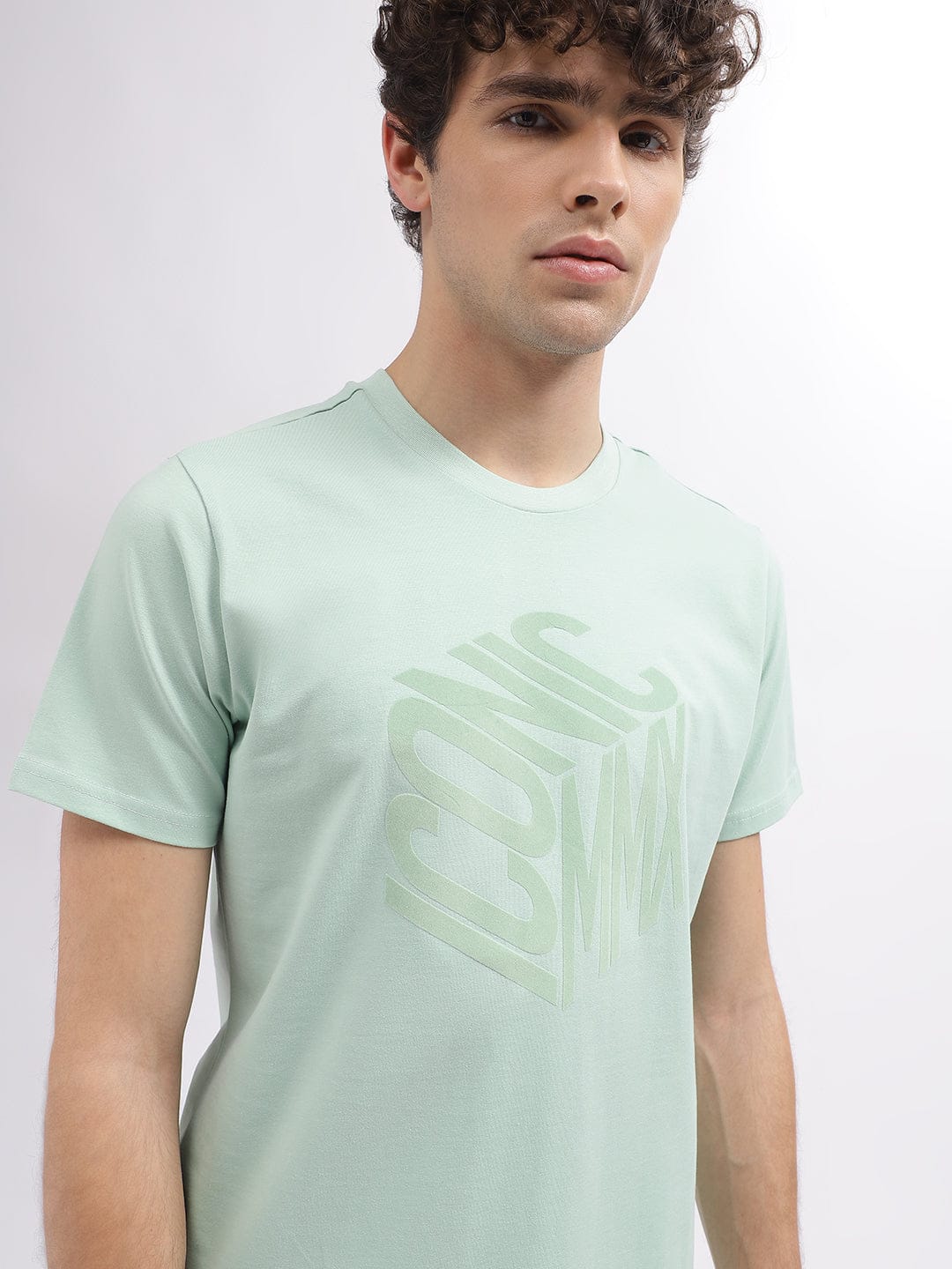 Iconic Men Green Round Neck Tshirt