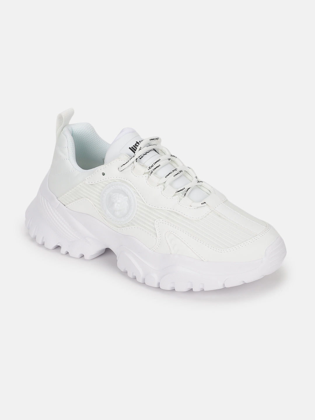 Just Cavalli Women White Solid Lace-up Sneakers