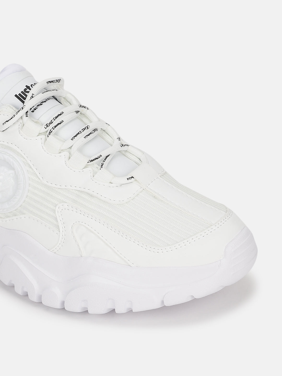 Just Cavalli Women White Solid Lace-up Sneakers