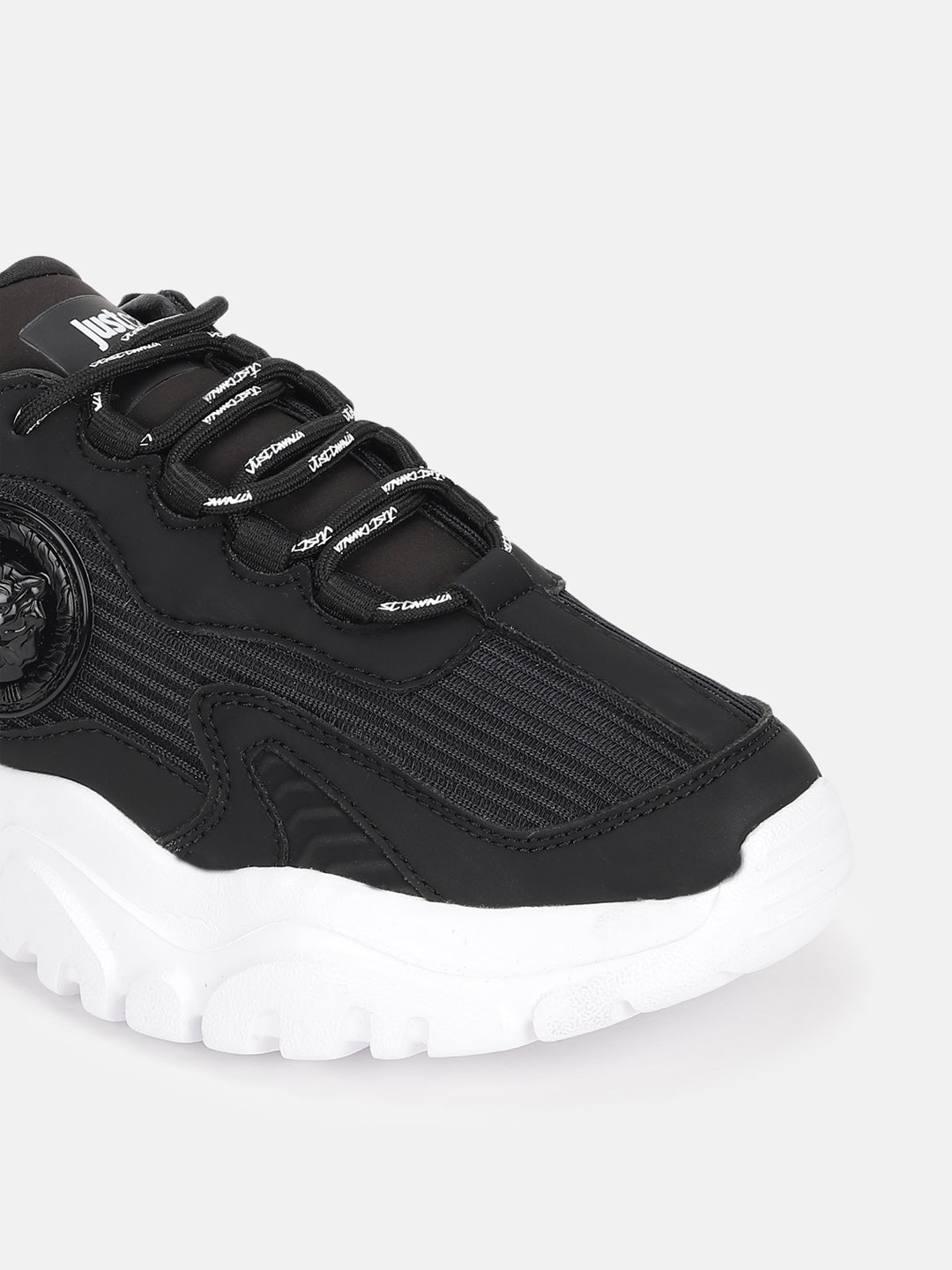 Just Cavalli Women Black Solid Lace-up Sneakers