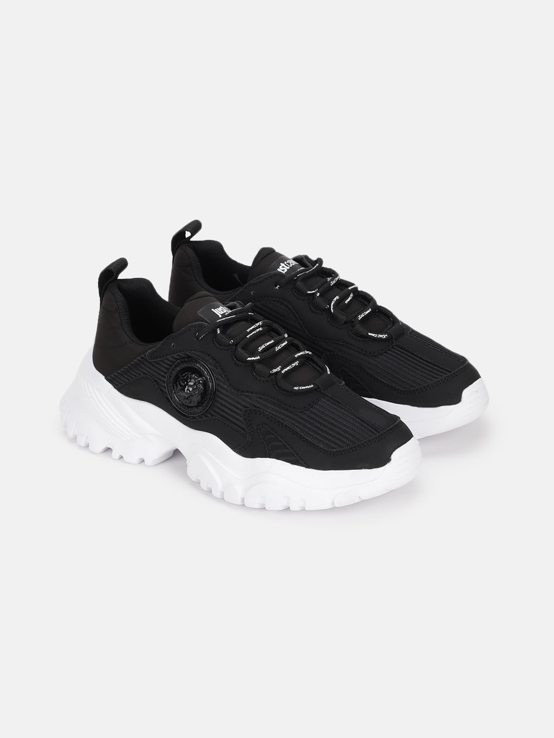 Just Cavalli Women Black Solid Lace-up Sneakers