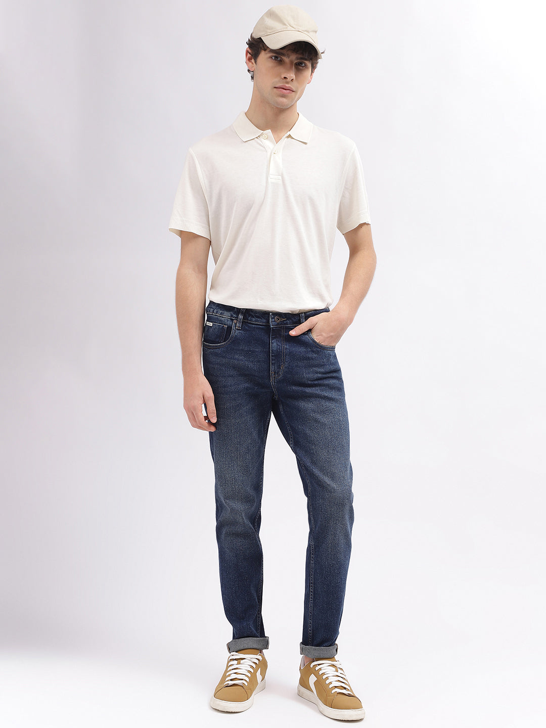 Lindbergh Men Blue Solid Slim Fit Mid-Rise Jeans