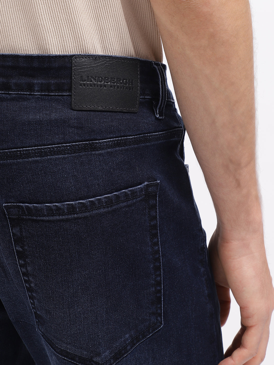 Lindbergh Men Blue Solid Tapered Fit Mid-Rise Jeans