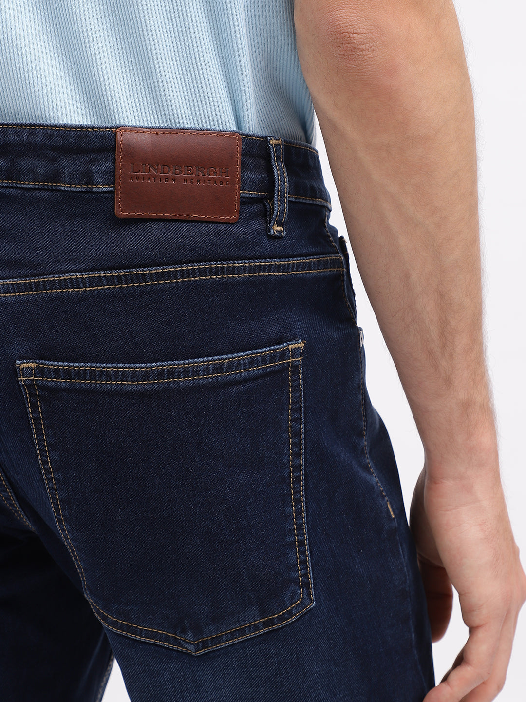 Lindbergh Men Blue Solid Slim Fit Mid-Rise Jeans