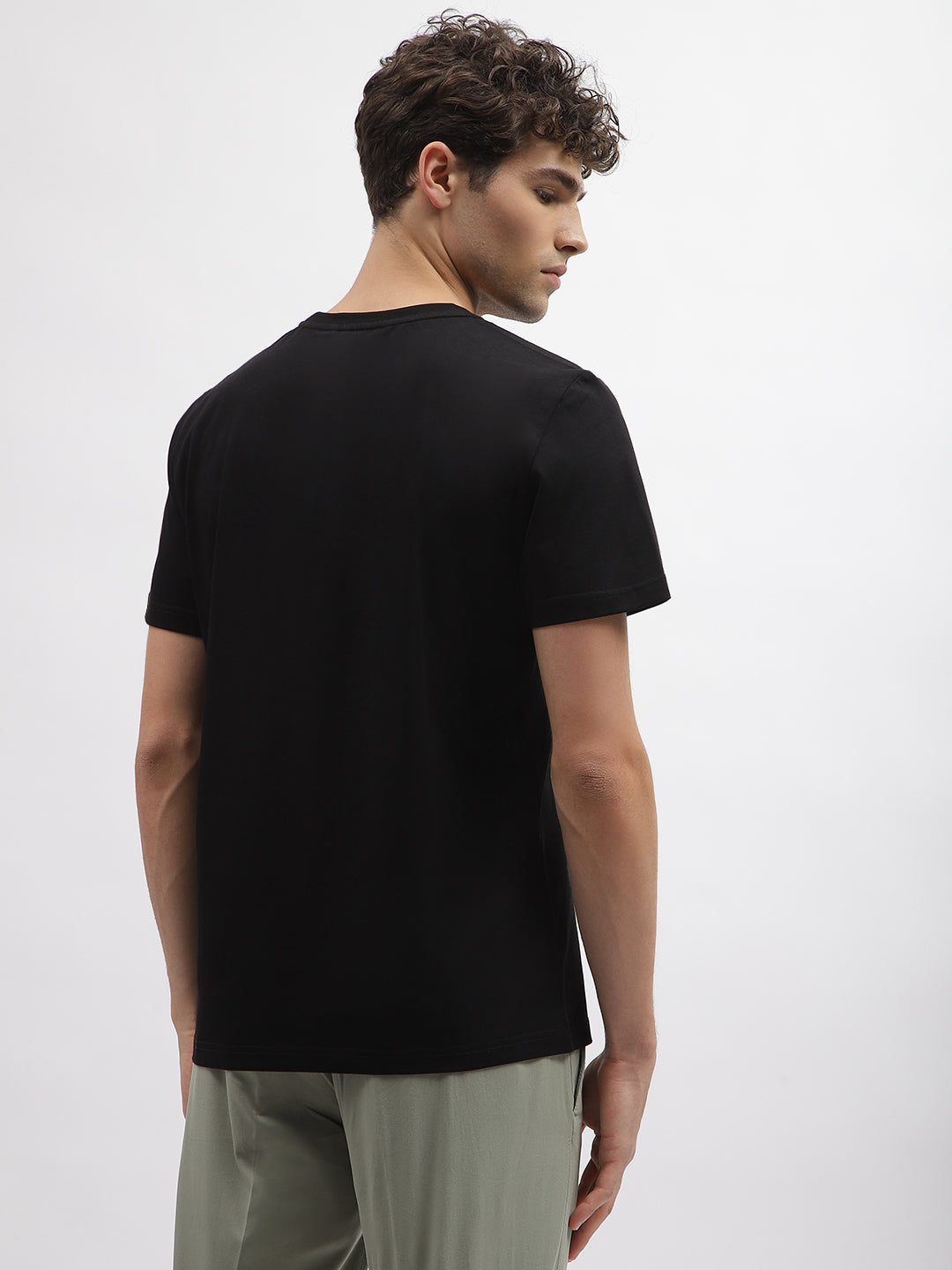 Antony Morato Men Black Printed Round Neck Short Sleeves Tshirt