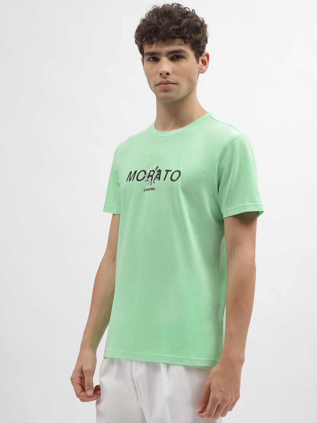 Antony Morato Men Green Printed Round Neck Short Sleeves Tshirt