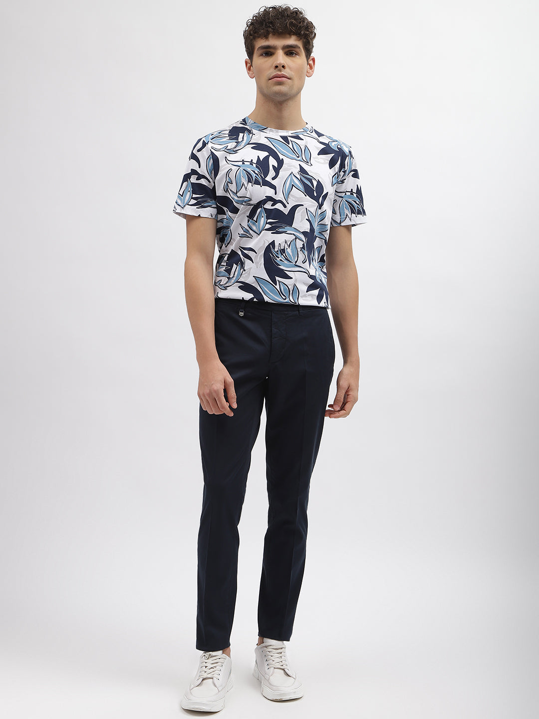 Antony Morato Men Off White Printed Round Neck Short Sleeves Tshirt