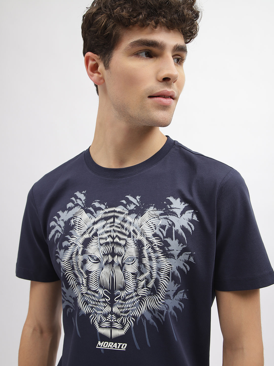 Antony Morato Men Blue Printed Round Neck Short Sleeves Tshirt