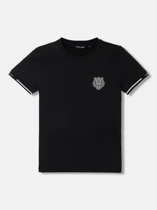Antony Morato Boys Black Solid Round Neck Short Sleeves T-Shirt