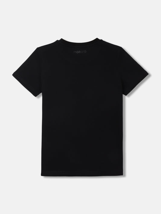 Antony Morato Boys Black Printed Round Neck Short Sleeves T-Shirt