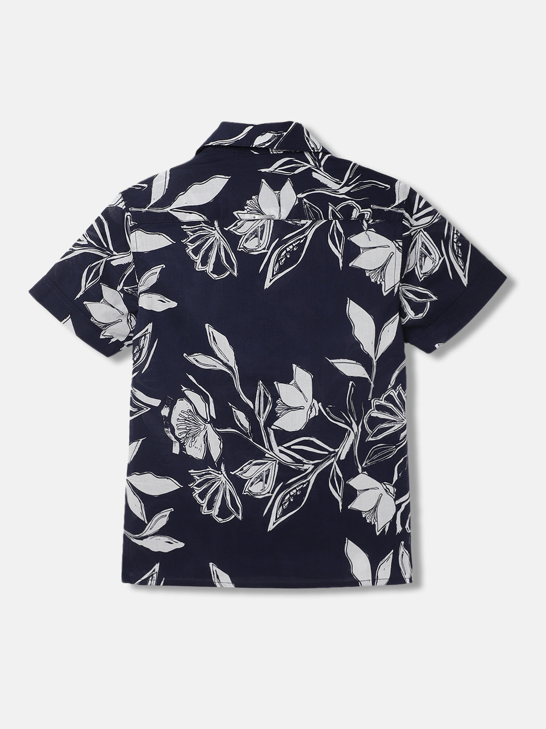 Antony Morato Boys Blue Printed Resort Collar Short Sleeves Shirt