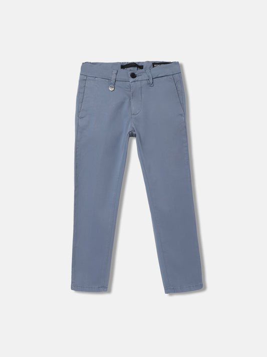 Antony Morato Boys Blue Solid Skinny Fit Mid-Rise Trouser