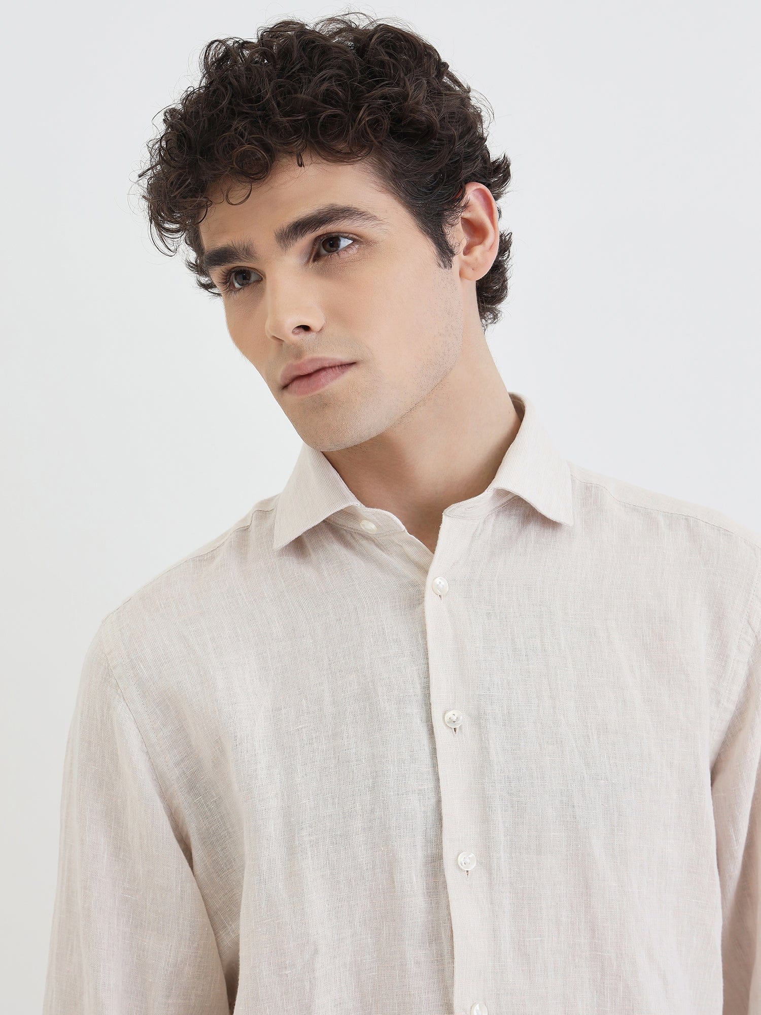 Bruun & Stengade Men Beige Solid Collar Shirt