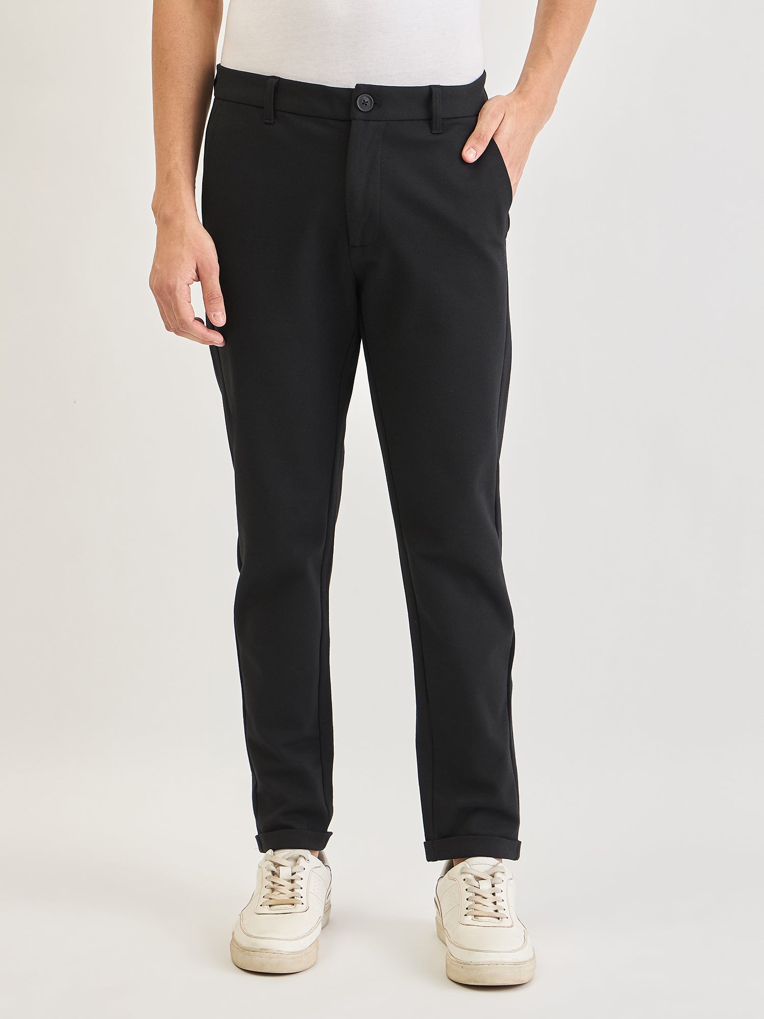 Lindbergh Men Black Slim Fit Solid Trouser