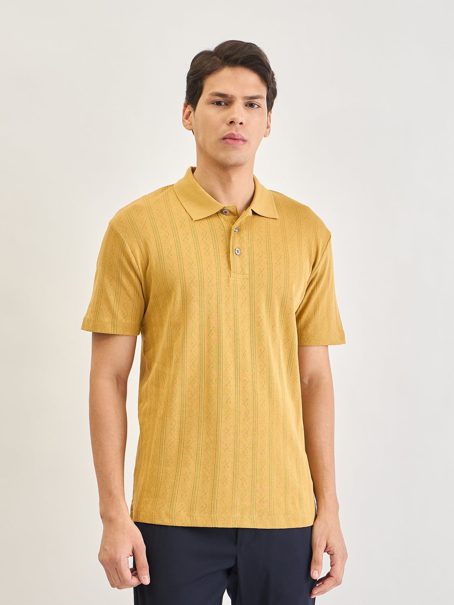 Lindbergh Men Brown Jacquard Polo Tshirt