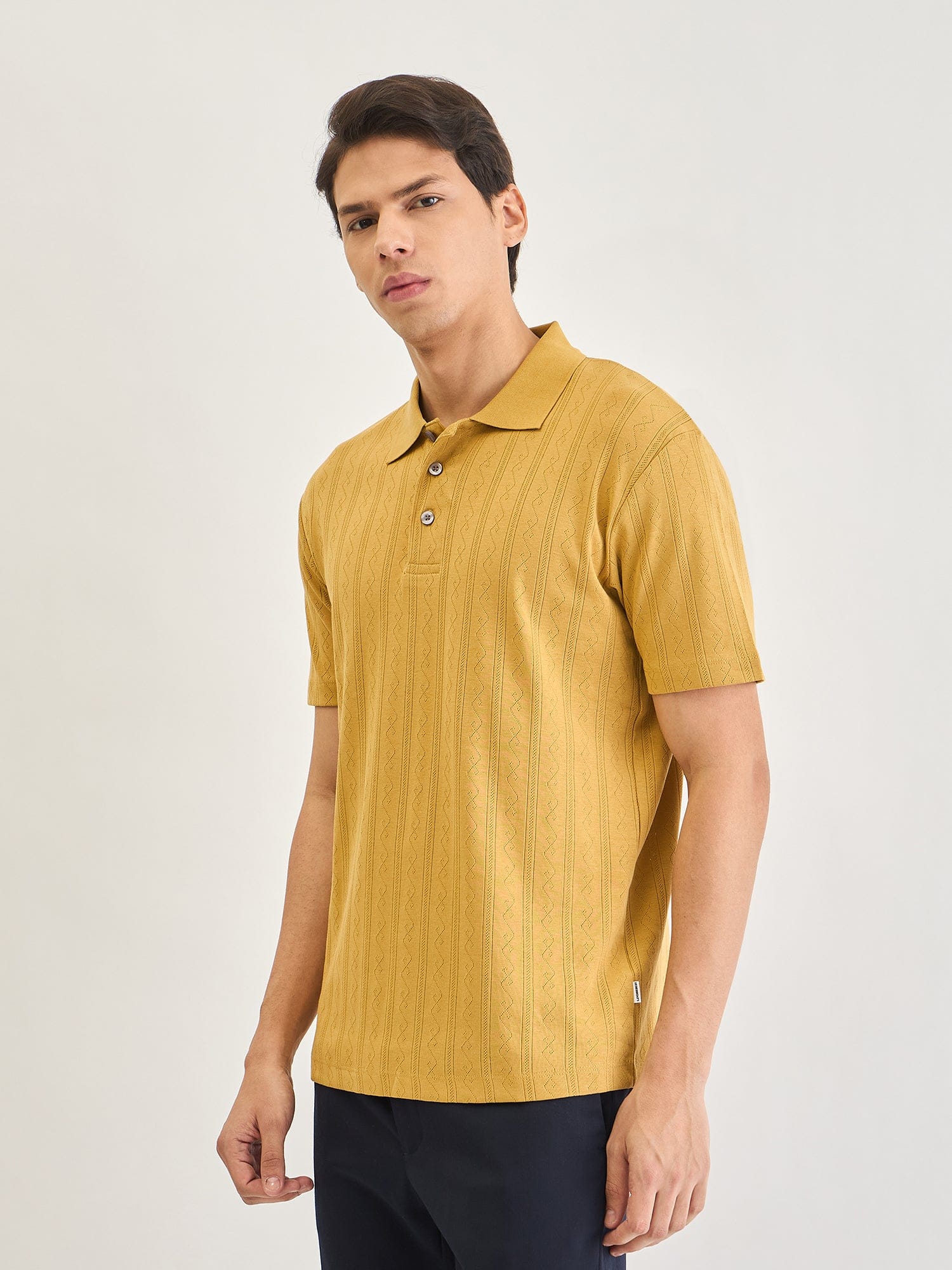 Lindbergh Men Brown Jacquard Polo Tshirt