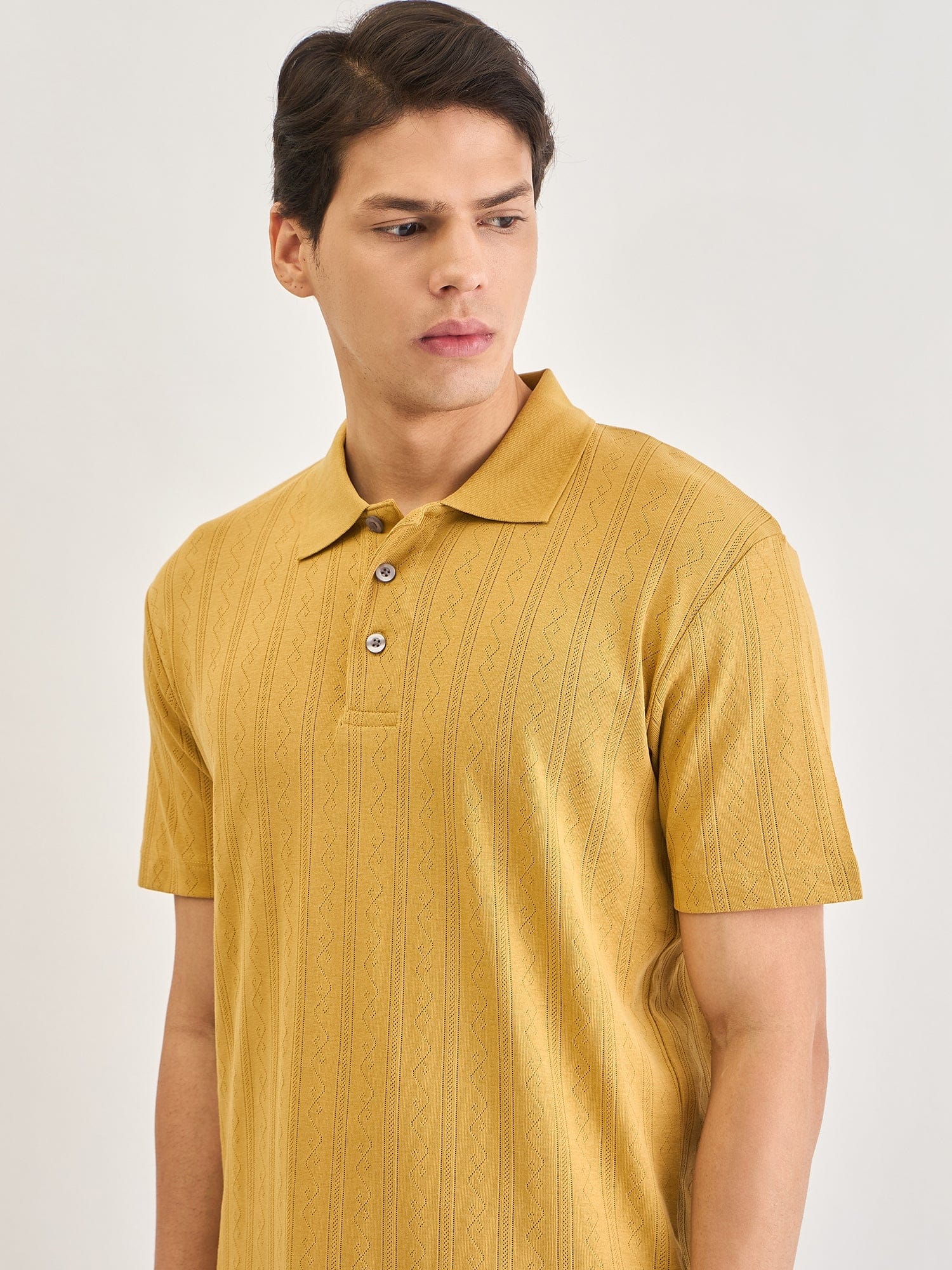 Lindbergh Men Brown Jacquard Polo Tshirt