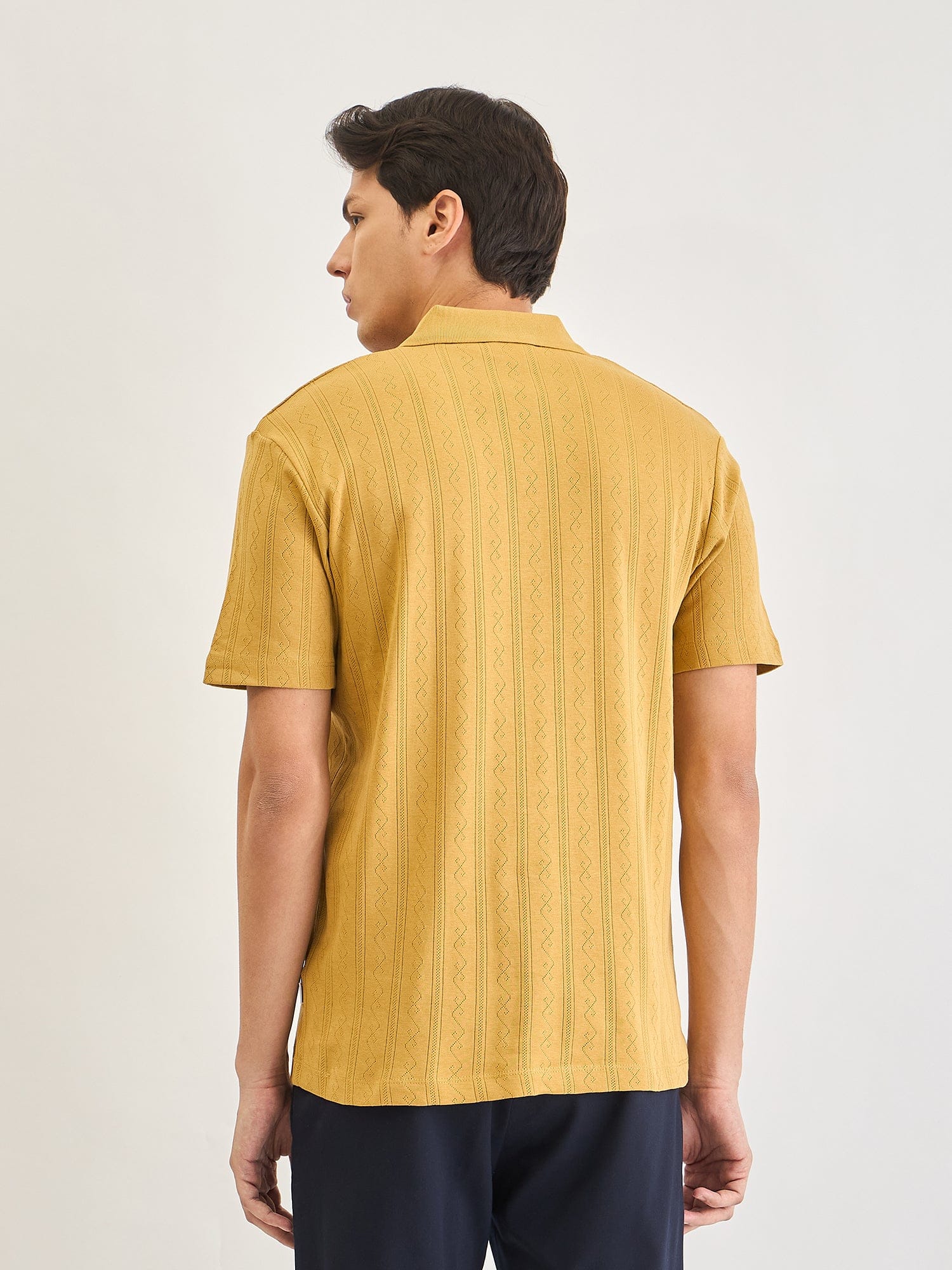 Lindbergh Men Brown Jacquard Polo Tshirt