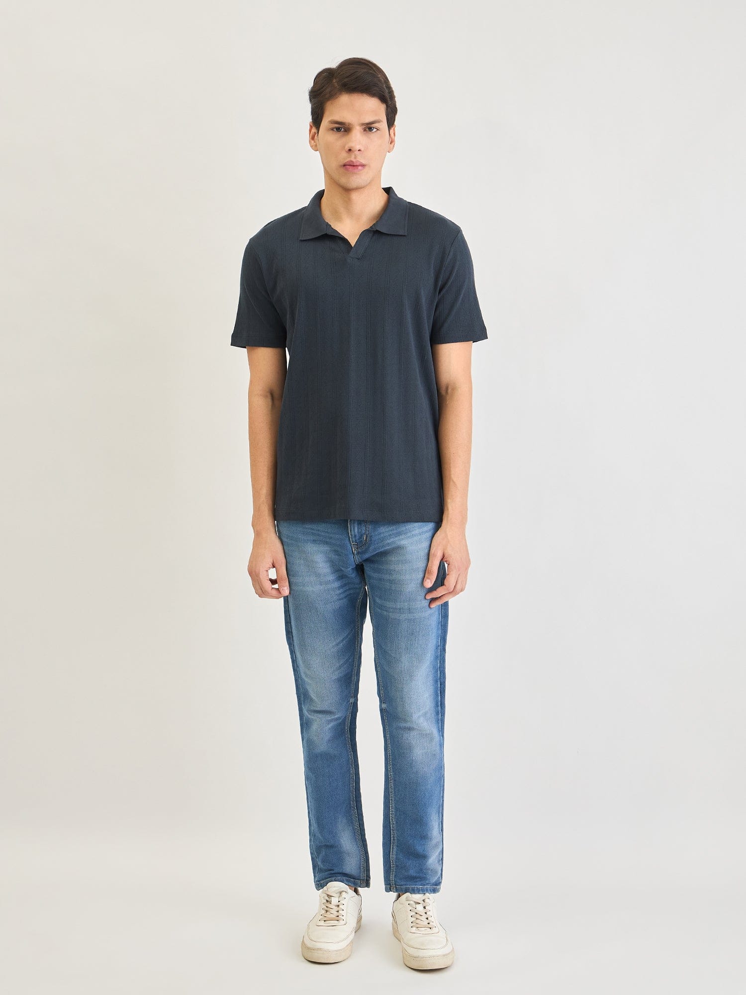 Lindbergh Men Blue Jacquard Polo Tshirt