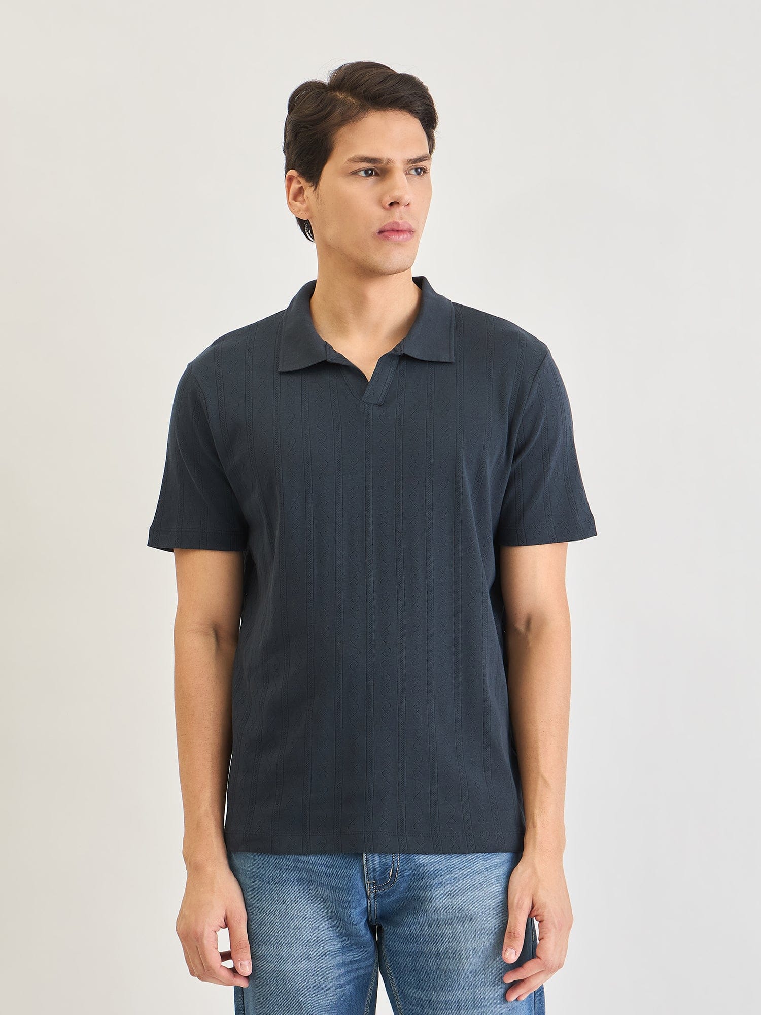 Lindbergh Men Blue Jacquard Polo Tshirt