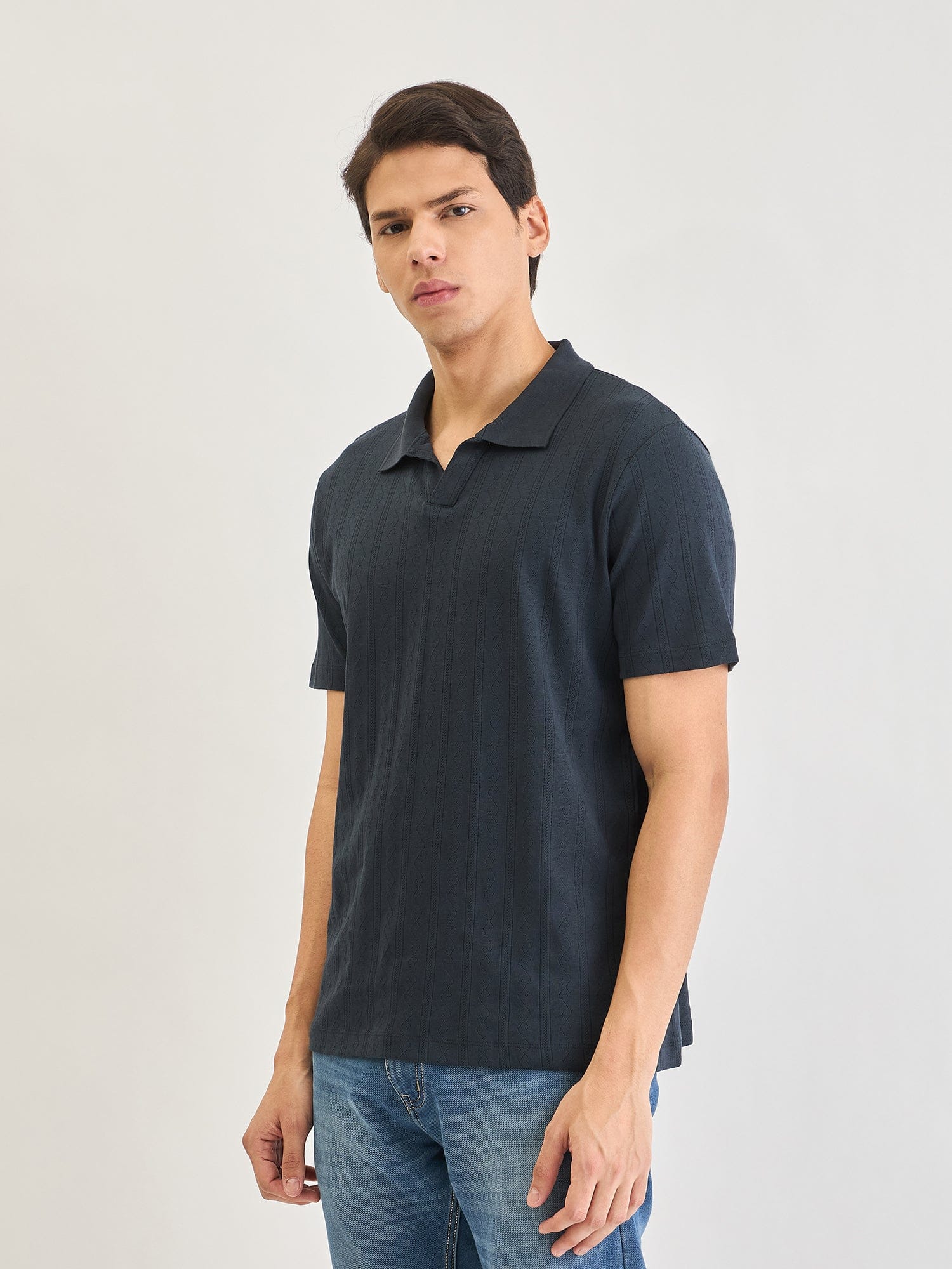 Lindbergh Men Blue Jacquard Polo Tshirt