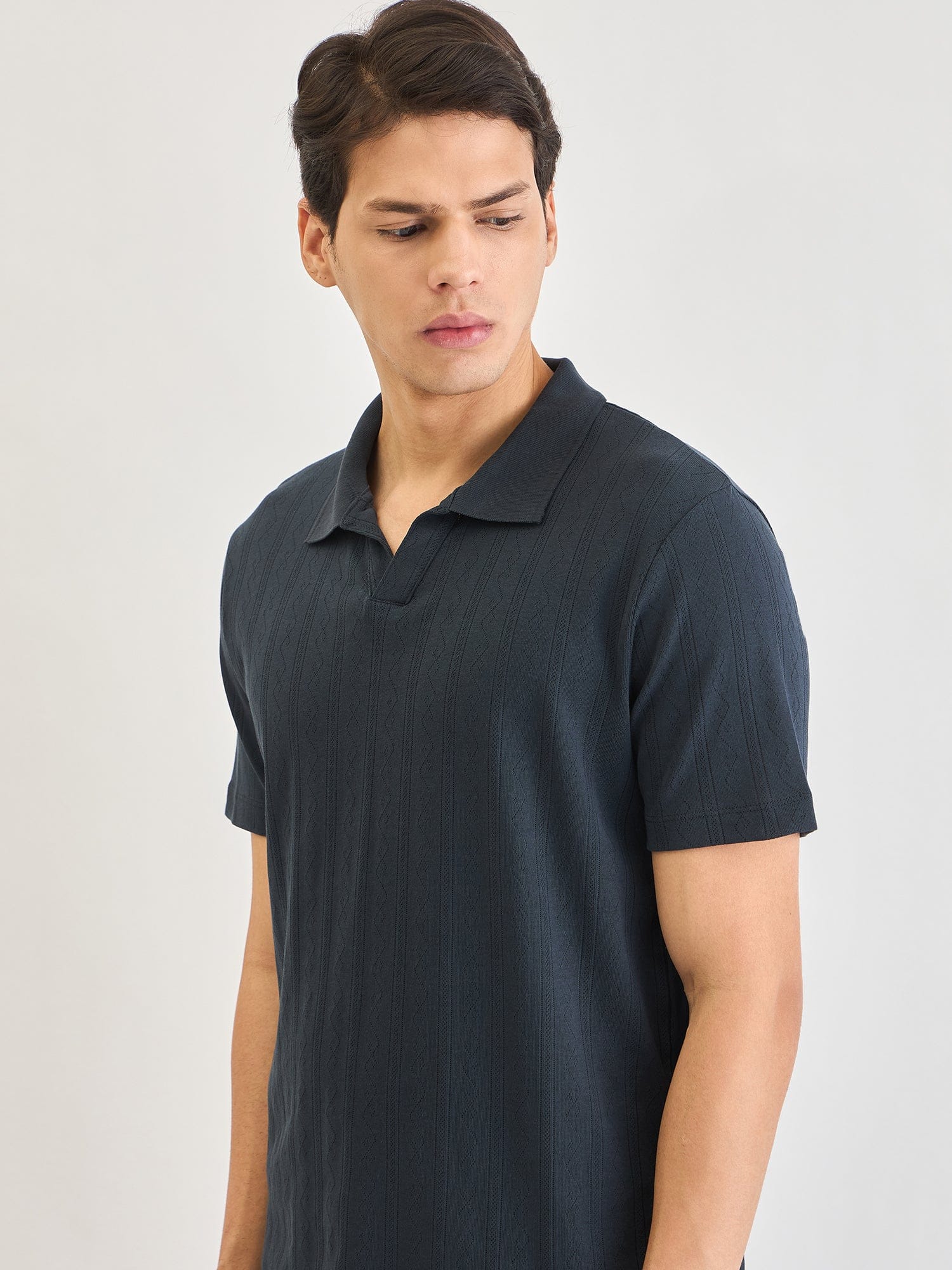 Lindbergh Men Blue Jacquard Polo Tshirt