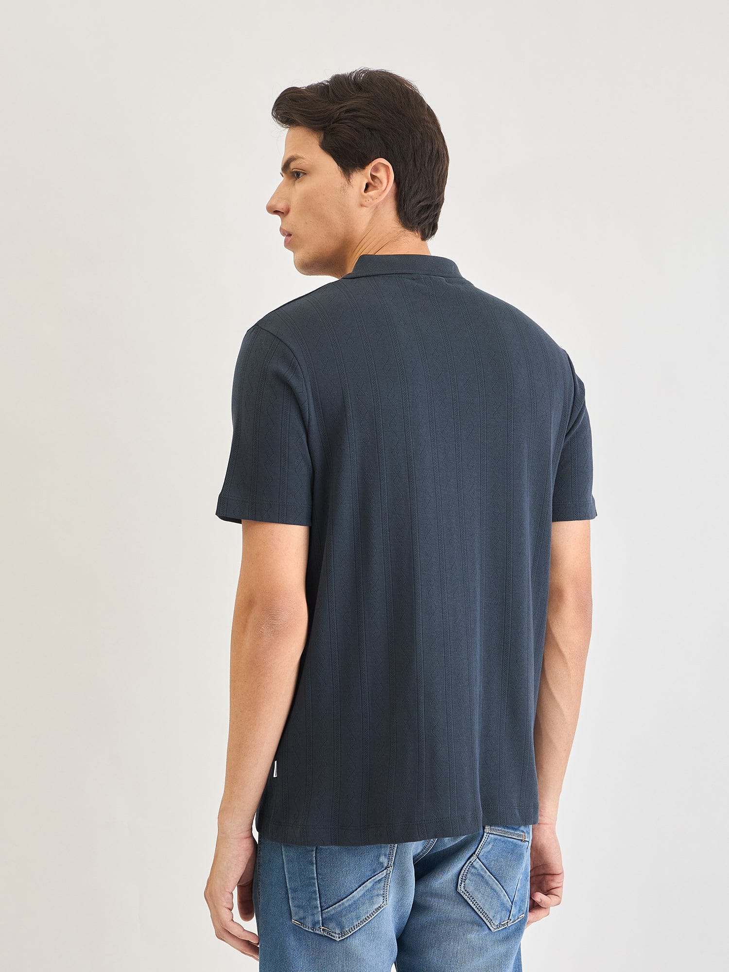 Lindbergh Men Blue Jacquard Polo Tshirt