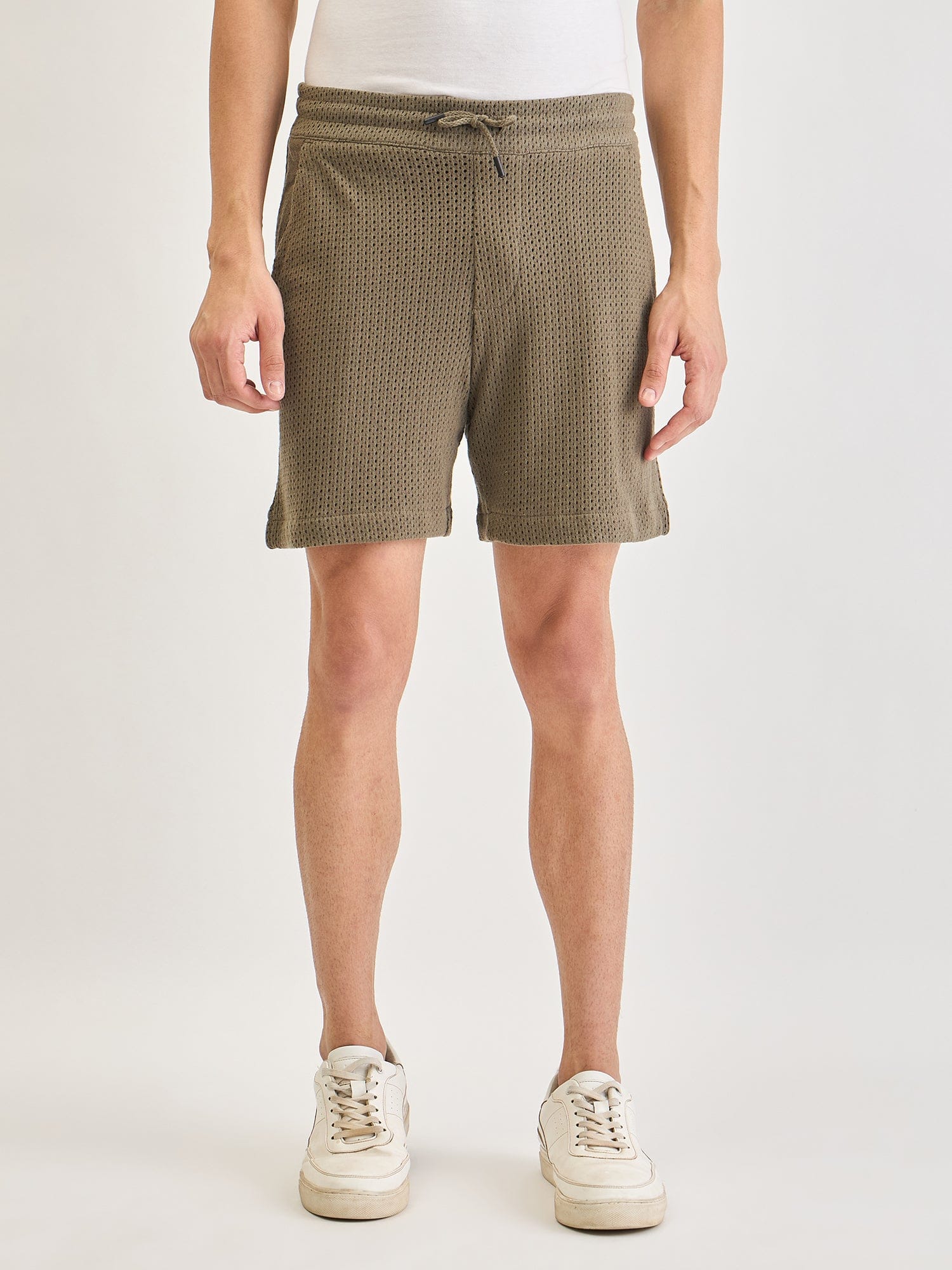 Lindbergh Men Green Loose Fit Solid Shorts