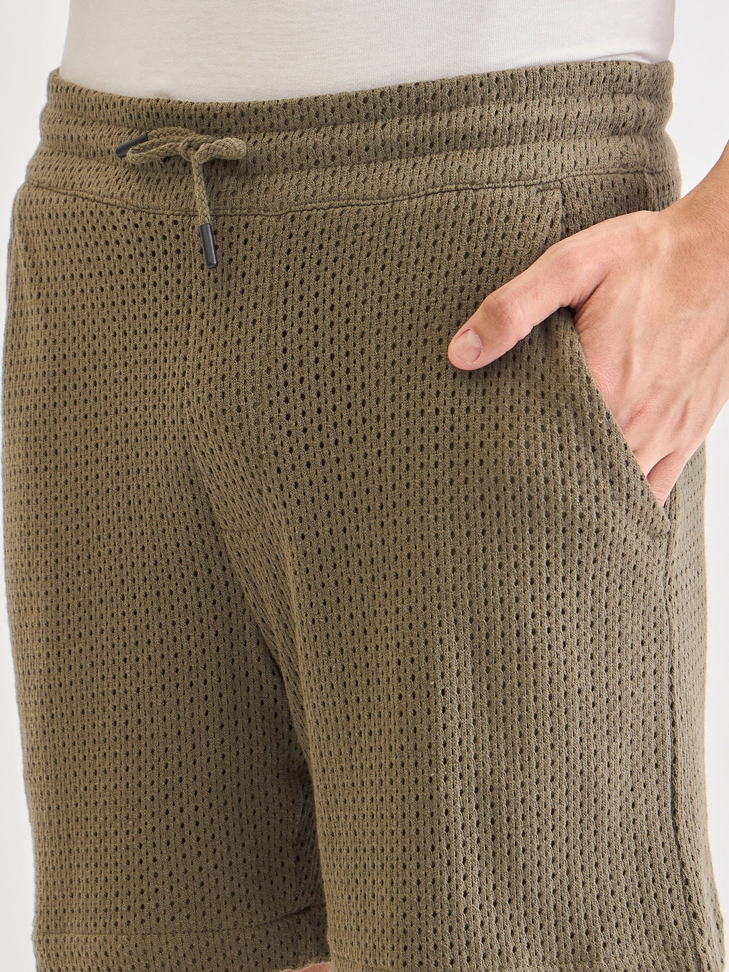 Lindbergh Men Green Loose Fit Solid Shorts