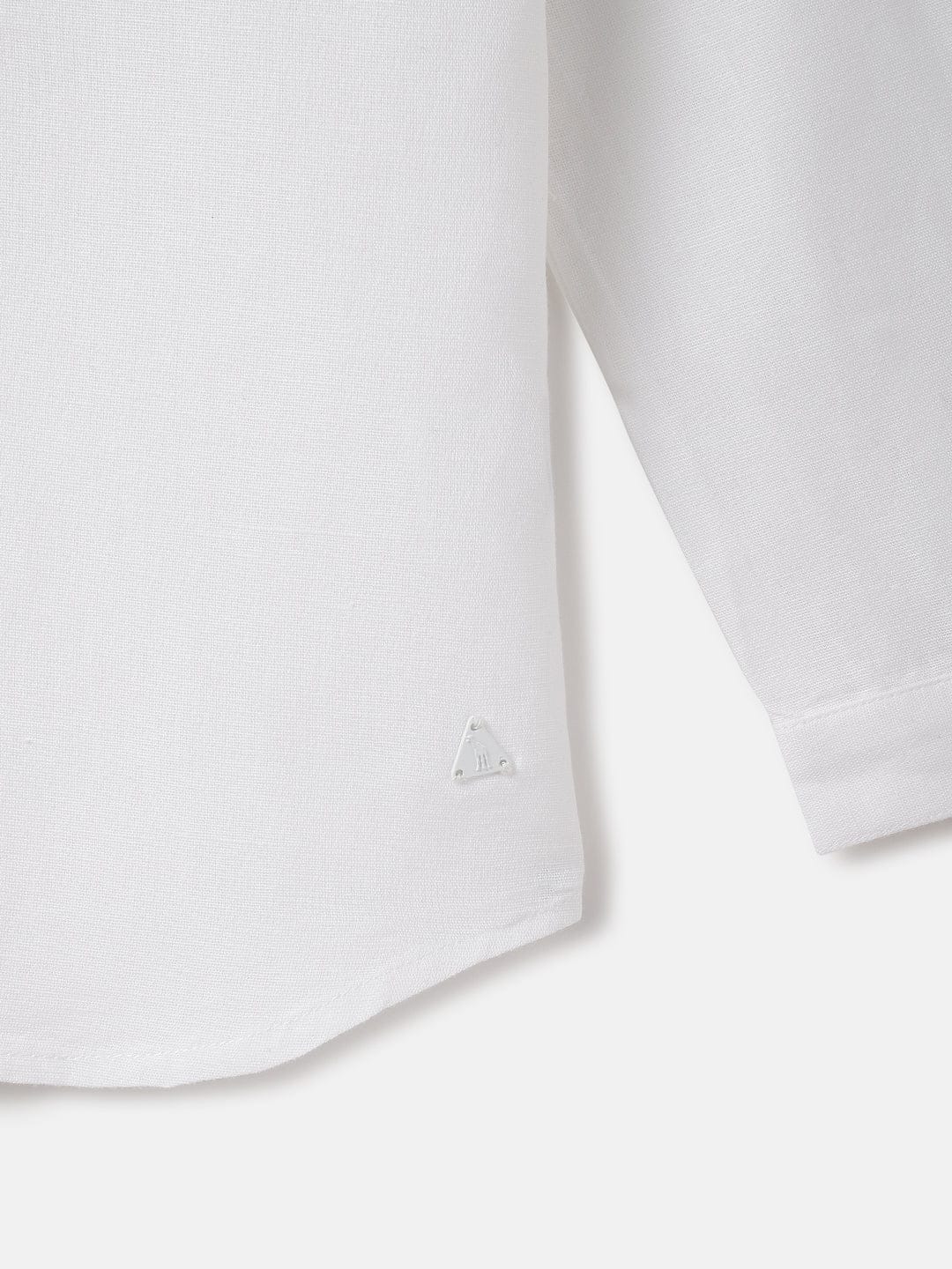 Blue Giraffe Boys White Band Collar Full Sleeve Solid Shirt