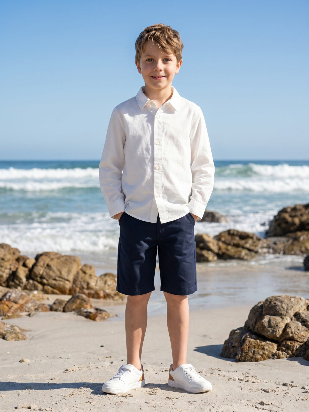 Blue Giraffe Boys Navy Mid Rise Regular Fit Chino Shorts