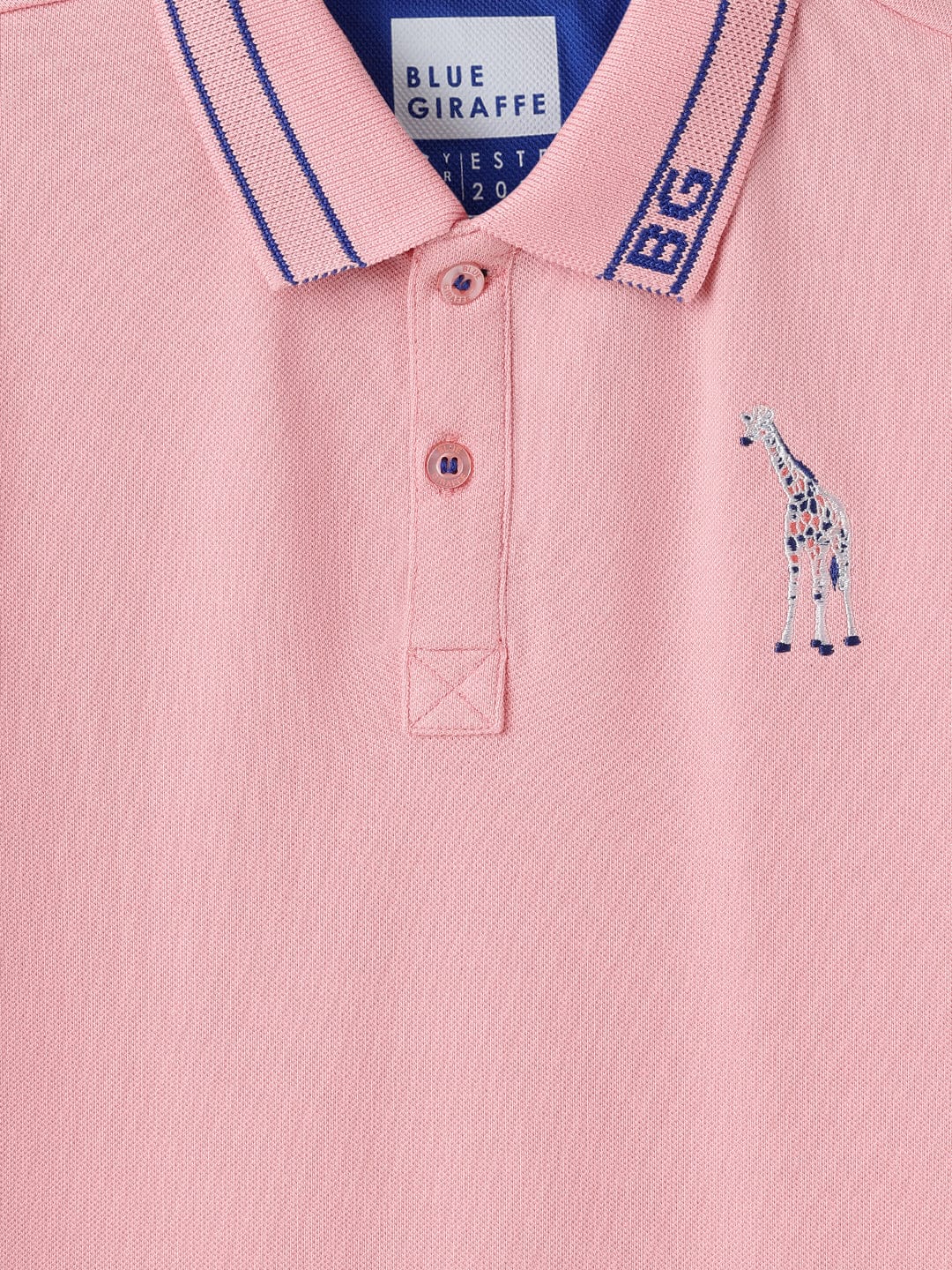 Blue Giraffe Kids Pink Regular Fit Solid Polo Tshirt
