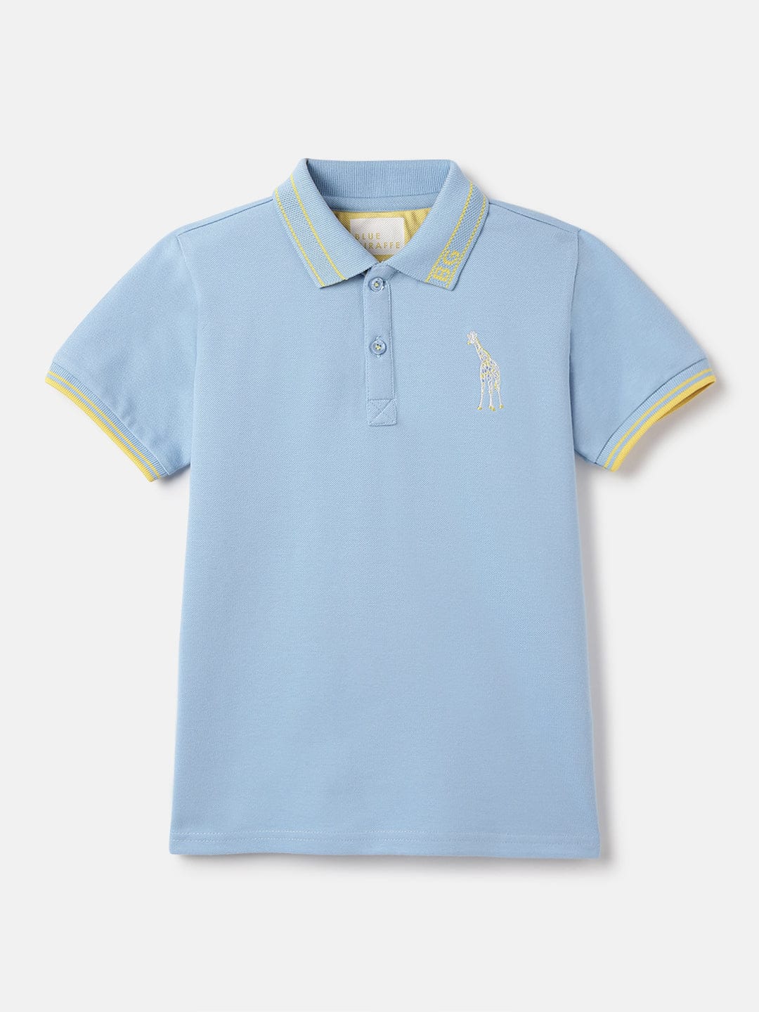 Blue Giraffe Boys Blue Polo Collar Short Sleeve Solid Tshirt
