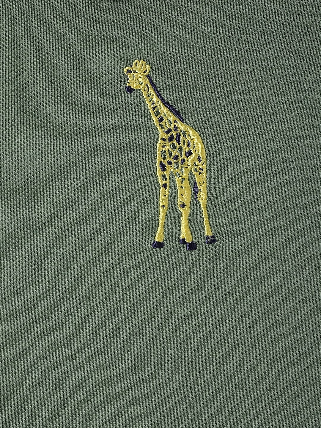 Blue Giraffe Boys Green Polo Collar Short Sleeve Solid Tshirt