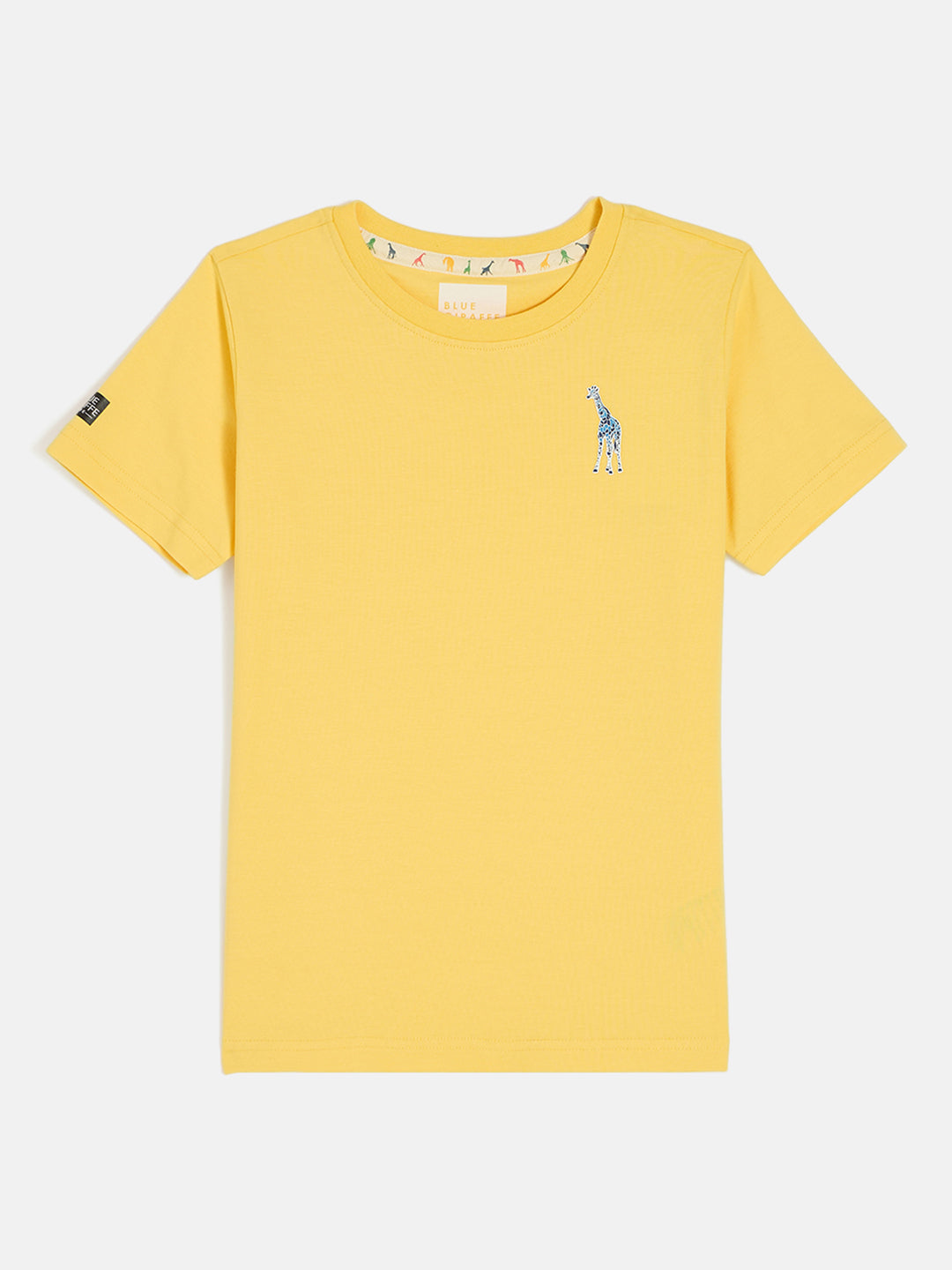 Blue Giraffe Boys Yellow Round Neck Short Sleeves Tshirt