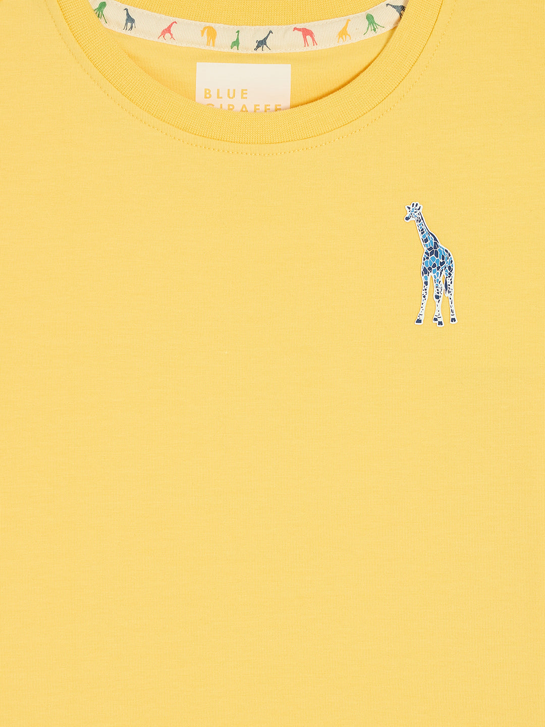 Blue Giraffe Boys Yellow Round Neck Short Sleeves Tshirt