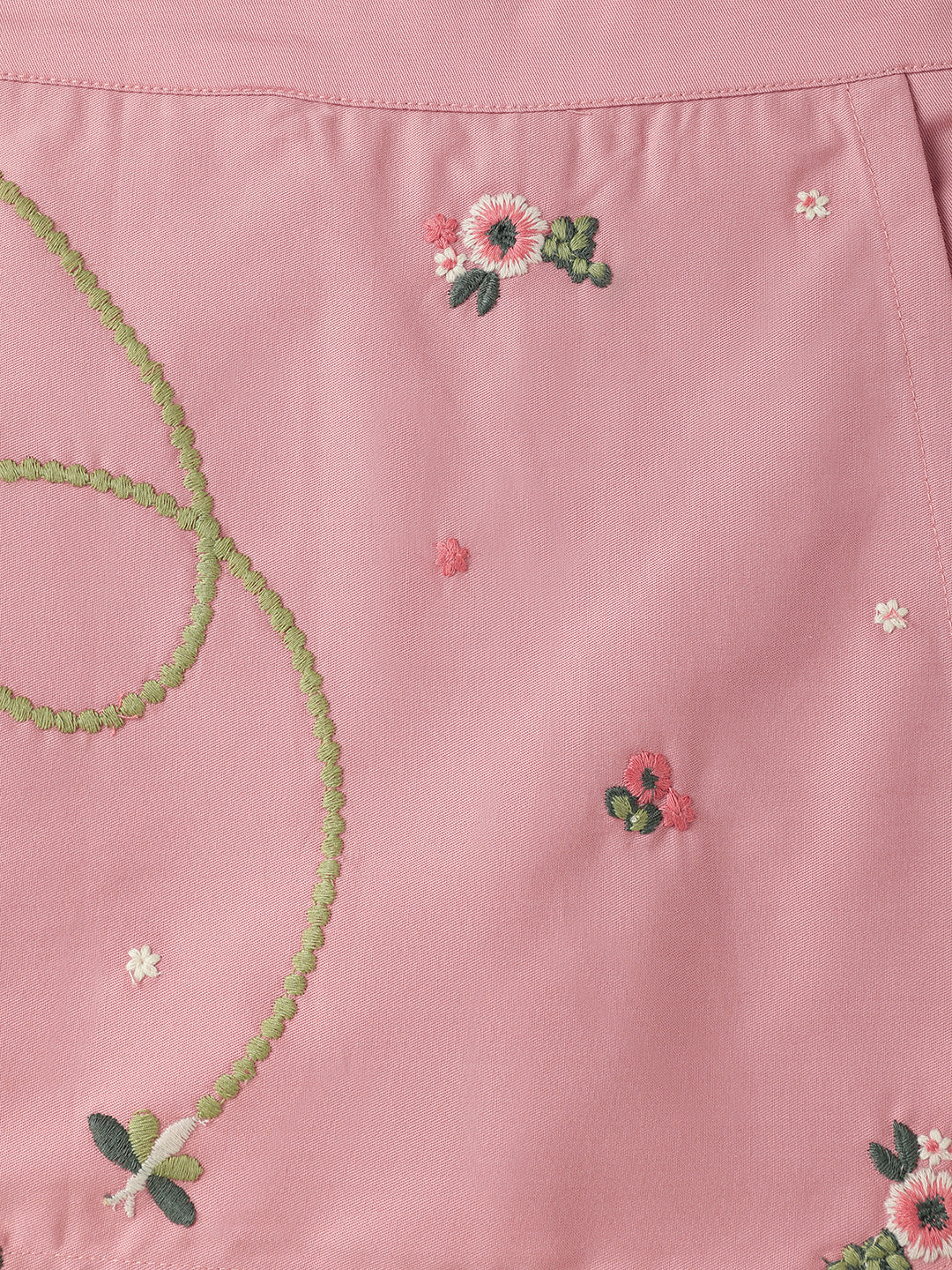 Blue Giraffe Girls Pink Regular Fit All Over Embroidered Skort