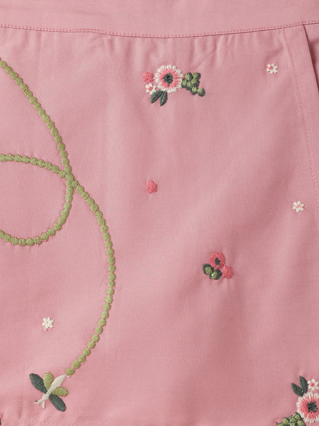 Blue Giraffe Girls Pink Regular Fit All Over Embroidered Skort