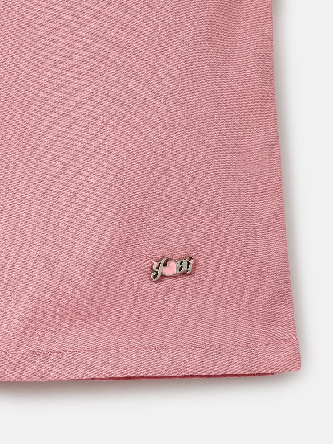 Blue Giraffe Girls Pink Solid Peterpan Collar Top