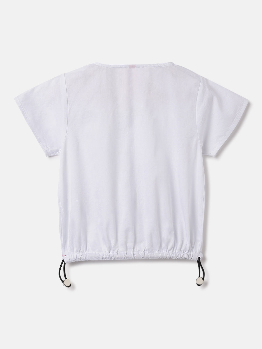 Blue Giraffe Kids White Solid Round Neck Top