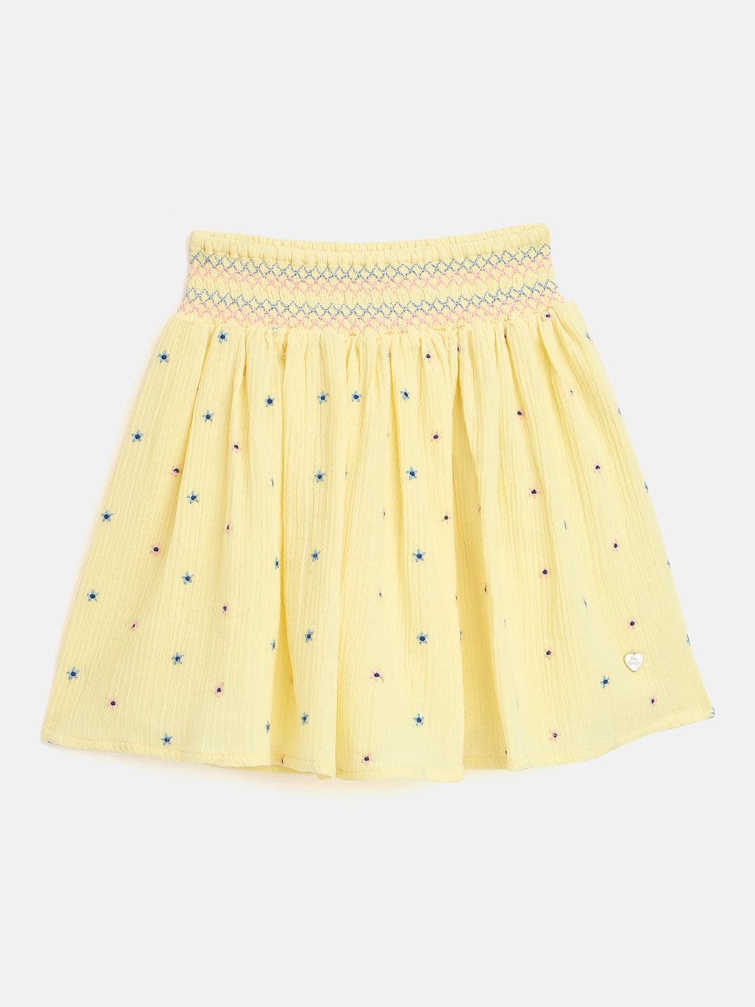 Blue Giraffe Girls Yellow Fit & Flare Solid Skirt