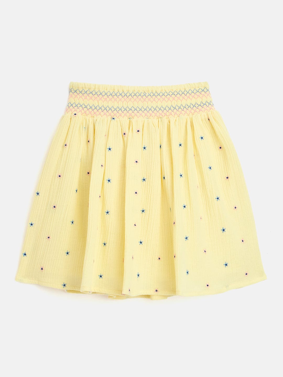Blue Giraffe Girls Yellow Fit & Flare Solid Skirt