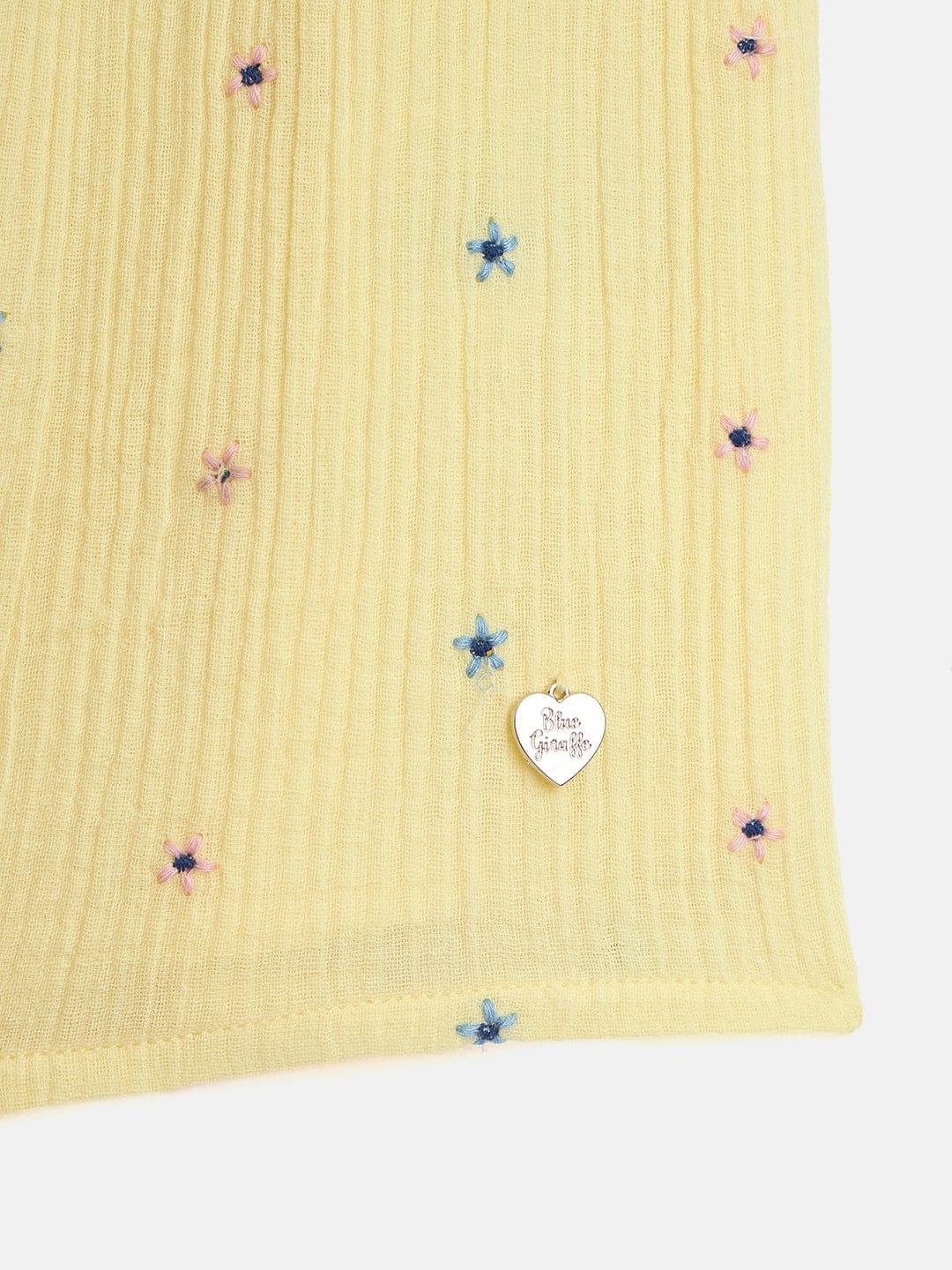 Blue Giraffe Girls Yellow Solid Square Neck Top