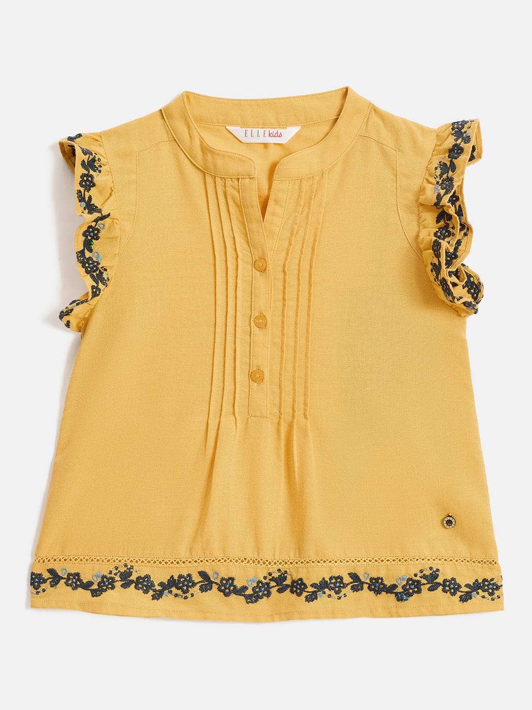 Elle Kids Yellow Relaxed Fit Solid Top